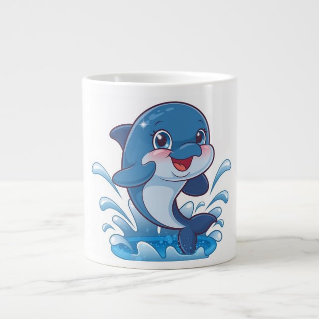 Grande Tasse "Adorable Dauphin de Dessin Dauphin Splashing in J (Devant)