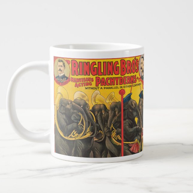Grande Tasse Affiche De Cirque D'Éléphants Qui Se Déroulent (Gauche)