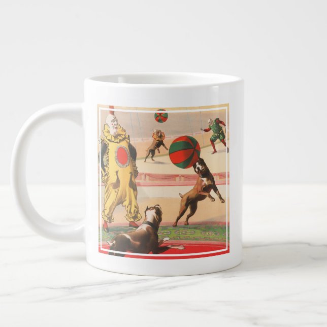 Grande Tasse Affiche De Cirque Montrant Des Clowns Avec Des Chi (Gauche)