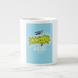 Grande Tasse Affiche de voyage illustrée de la carte de Halki G