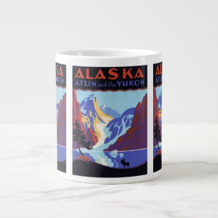 Grande Tasse Affiche de voyage vintage de l'Alaska, Atlin et le