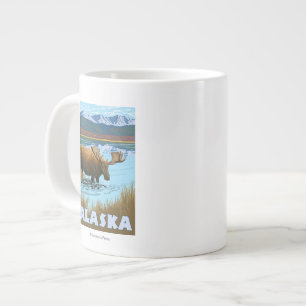 Grande Tasse Affiche du Vintage voyage de l'eau potable de l'or