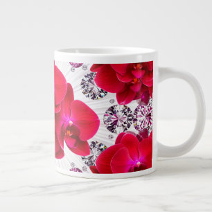Grande Tasse Agencement Élégant d'Orchidées Rouges