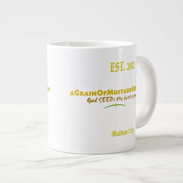 Grande Tasse Agrainofmustardseed.com EST 2012 (Devant droit)