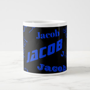 Grande Tasse Ajouter un nom ou un mot Bleu et noir