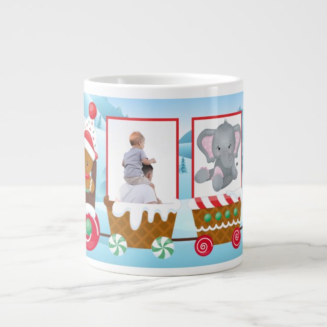 Grande Tasse Ajouter Vos Propres Photos Noël Train Vacances Cad (Devant)