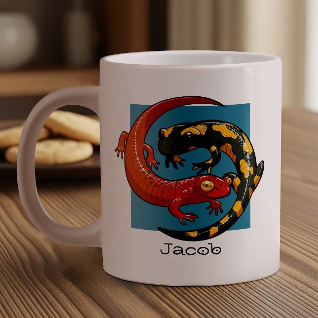 Grande Tasse Ajouter Votre Nom Carton Red & Fire Salamanders (Créateur téléchargé)