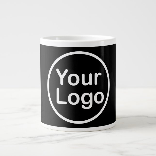 Grande Tasse Ajouter votre propre logo | Arrière - plan noir (Devant)