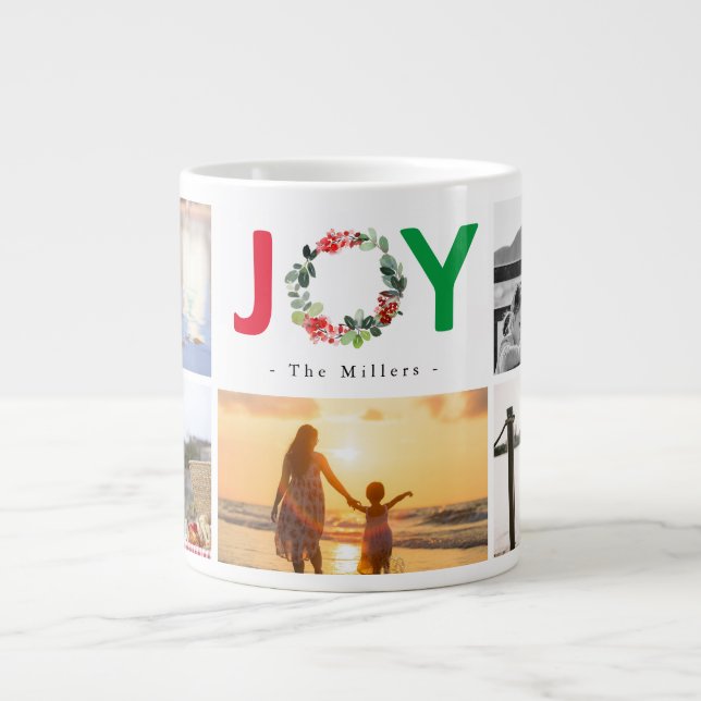 Grande Tasse Ajoutez Votre Propre 5 Photo Floral Joie Fête Café (Devant)