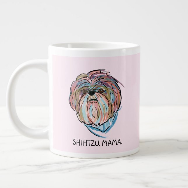 Grande Tasse Ajoutez votre propre Chien Shihtzu Fête des Mères  (Gauche)