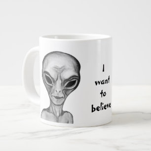 Grande Tasse Alien gris, je veux croire