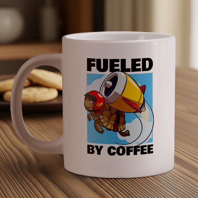 Grande Tasse Alimenté Par Café Drôle Drôle Carton De Tortue Vol (Créateur téléchargé)