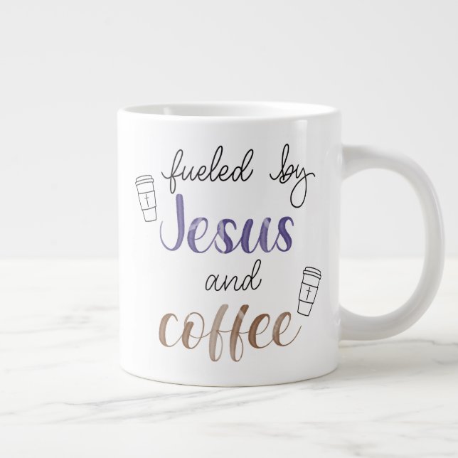Grande Tasse Alimenté par Jésus et le café (Droite)