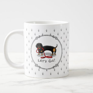 Grande Tasse Allons-y ! Dachshund Chien (noir et bronzé) Drôle 