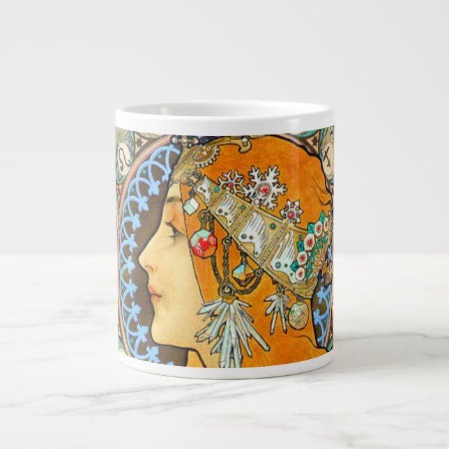 Grande Tasse Alphonse Mucha Art Nouveau Zodiac (Devant)