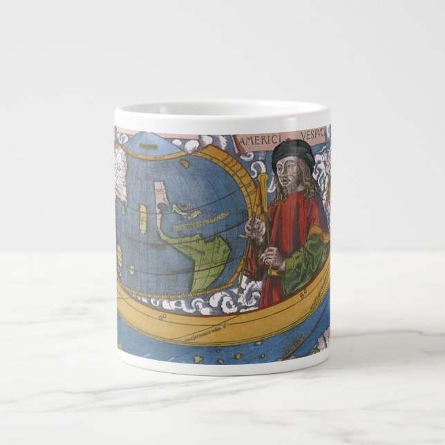 Grande Tasse Amerigo Vespucci Explorer sur une carte des Amériq (Devant)