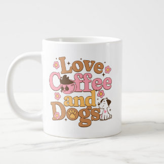 Grande Tasse Amour Café et Chiens Rétro