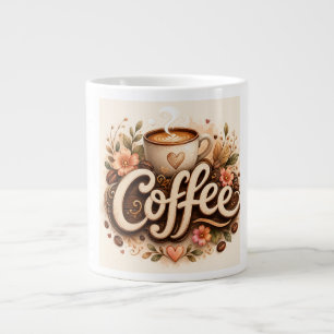 Grande Tasse Amour de café floral