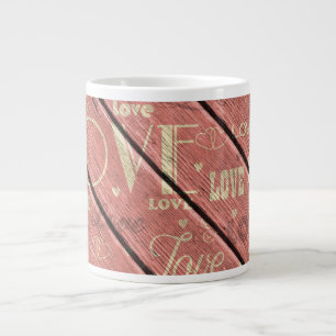 Grande Tasse Amour sur Arrière - plan de bois rose