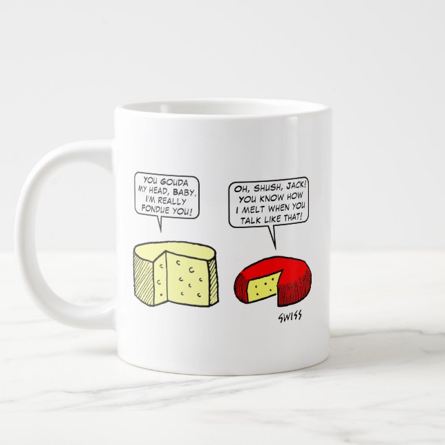 Grande Tasse Amoureux du fromage amusant Cartoon Art Turophiles (Gauche)