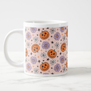 Grande Tasse Amusants Citrouilles d'Halloween et Fleurs Motif
