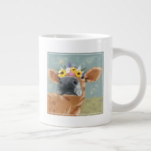 Grande Tasse Amusement à la ferme - Vache à la couronne de fl