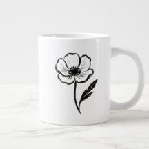 Anémone à l'encre Art minimaliste de fleurs à coup