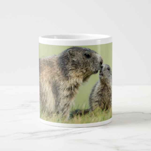 Grande Tasse Animaux de bébés cutest | Famille des marmottes al (Devant)