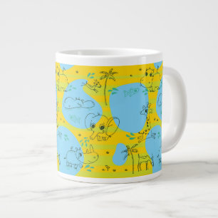 Grande Tasse Animaux jouant l'arrière - plan de motif de béb