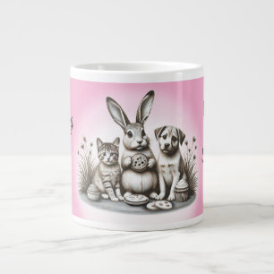 Grande Tasse Animaux mignons mangeant des cookies partageant vo