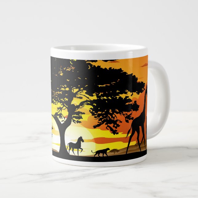Grande Tasse Animaux sauvages sur le coucher de soleil de la sa (Devant droit)