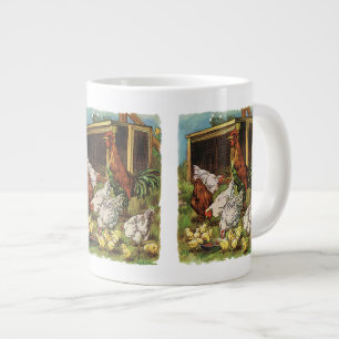 Grande Tasse Animaux vintages, Coq, Poules, Poulets