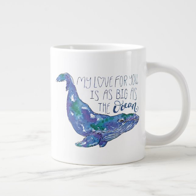Grande Tasse Aquarelle - Amour aussi grand que l'océan (Droite)