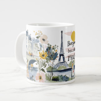 Grande Tasse Aquarelle Bonjour Beau Paris