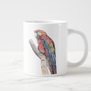 Grande Tasse Aquarelle colorée de perroquet macaw