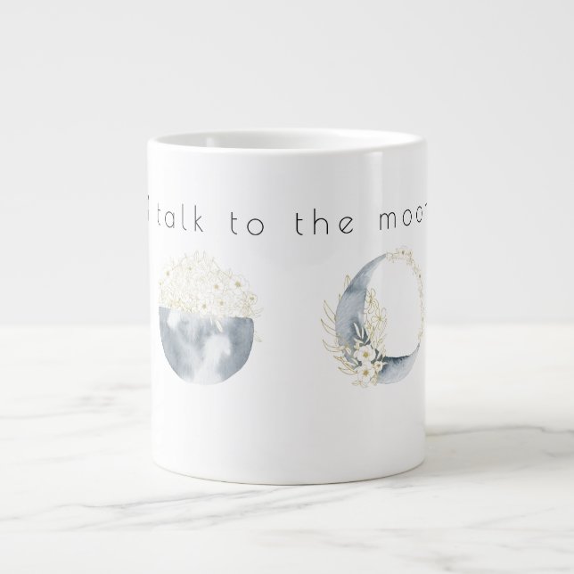 Grande Tasse Aquarelle de la lune et de la flore (Devant)