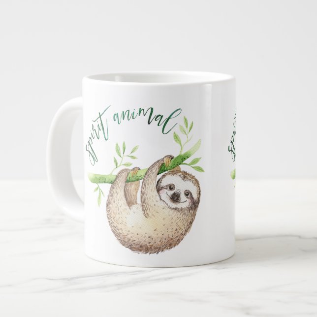 Grande Tasse Aquarelle de l'animal Sloth Spirit (Devant gauche)