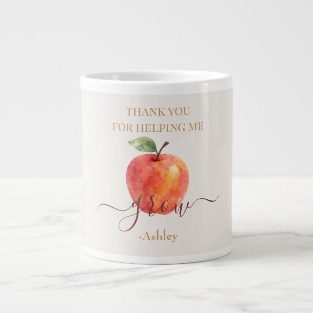 Grande Tasse Aquarelle Enseignant Apple - Cadeau Merci (Devant)
