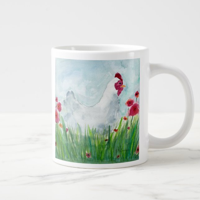 Grande Tasse Aquarelle Floral Hen (Droite)