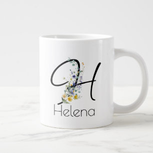 Grande Tasse Aquarelle monogramme de l'employeur du cadeau de r