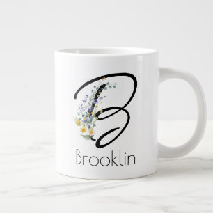 Grande Tasse Aquarelle monogramme de l'employeur du cadeau de r