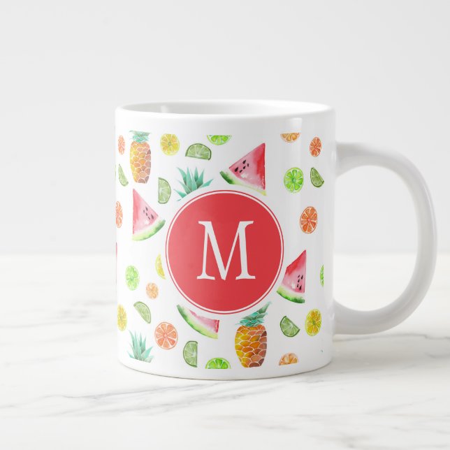 Grande Tasse Aquarelle Motif de fruits en conserve (Droite)