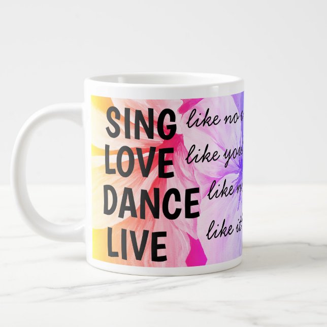 Grande Tasse Aquarelle Perse Bleu Lys Pétales Motif (Gauche)