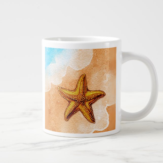 Grande Tasse Aquarelle Starfish sur la plage (Droite)