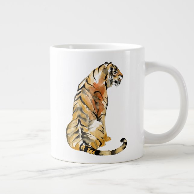 Grande Tasse Aquarelle Tiger assis (Droite)