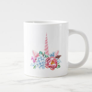 Grande Tasse Aquarelle Unicorn Floral Crown