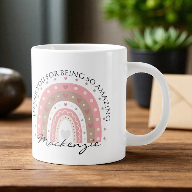 Grande Tasse Arc En Ciel Personnalisé Ajouter Un Message Et Un  (Personalized Rainbow Add Message And Name Giant Coffee Mug by Ricaso. Create your own, add text)