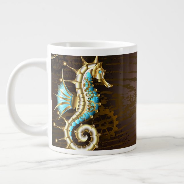 Grande Tasse Arrière - plan en bois avec cheval de mer mécaniqu (Gauche)