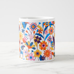 Grande Tasse Arrière - plan Floral Exotique Multicolore