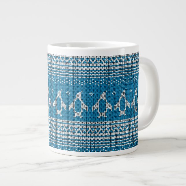 Grande Tasse Arrière - plan tricoté par bleu (Devant droit)